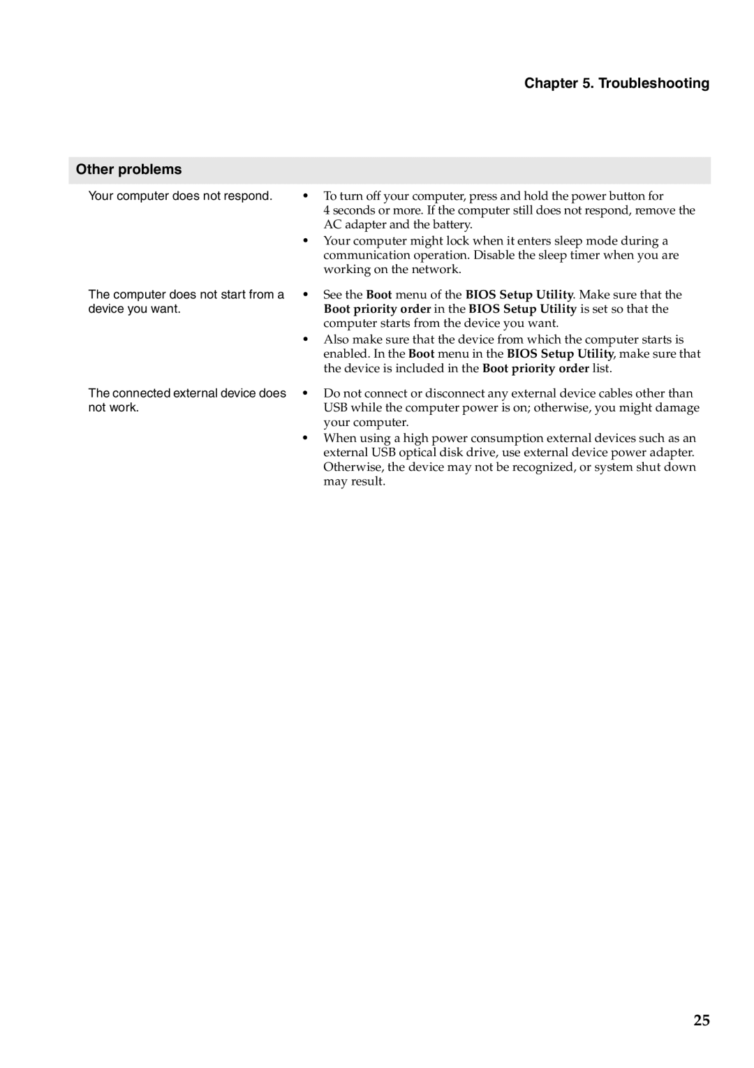 Lenovo B550, 57323748 manual Troubleshooting Other problems 