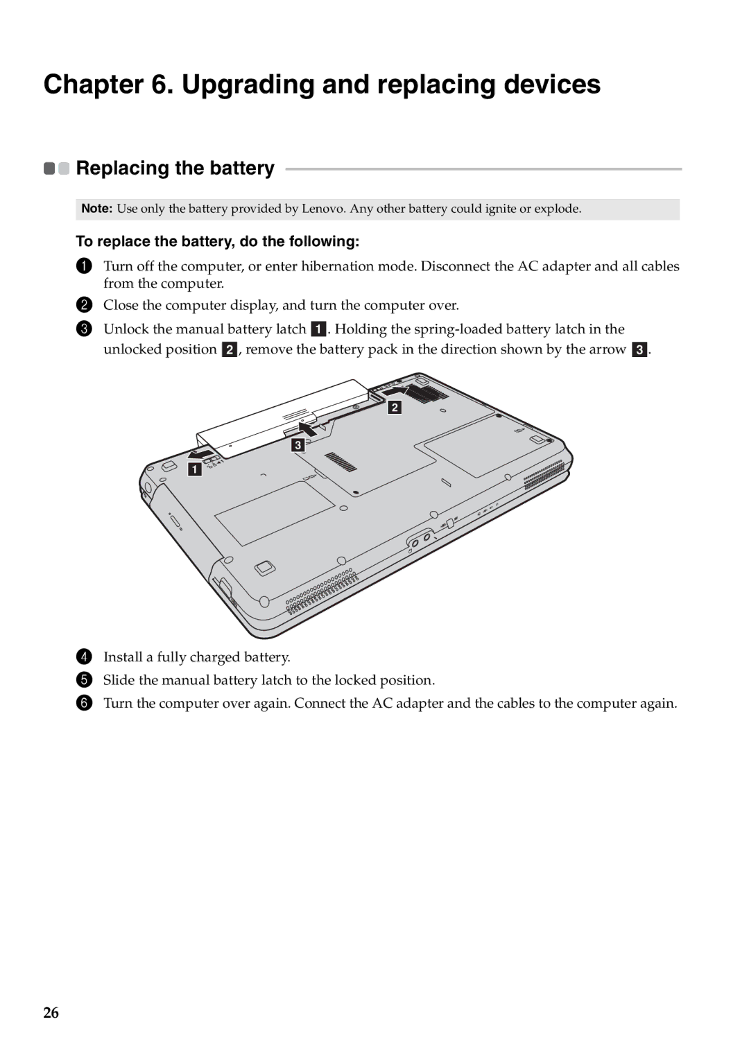 Lenovo 57323748, B550 Upgrading and replacing devices, Replacing the battery, To replace the battery, do the following 