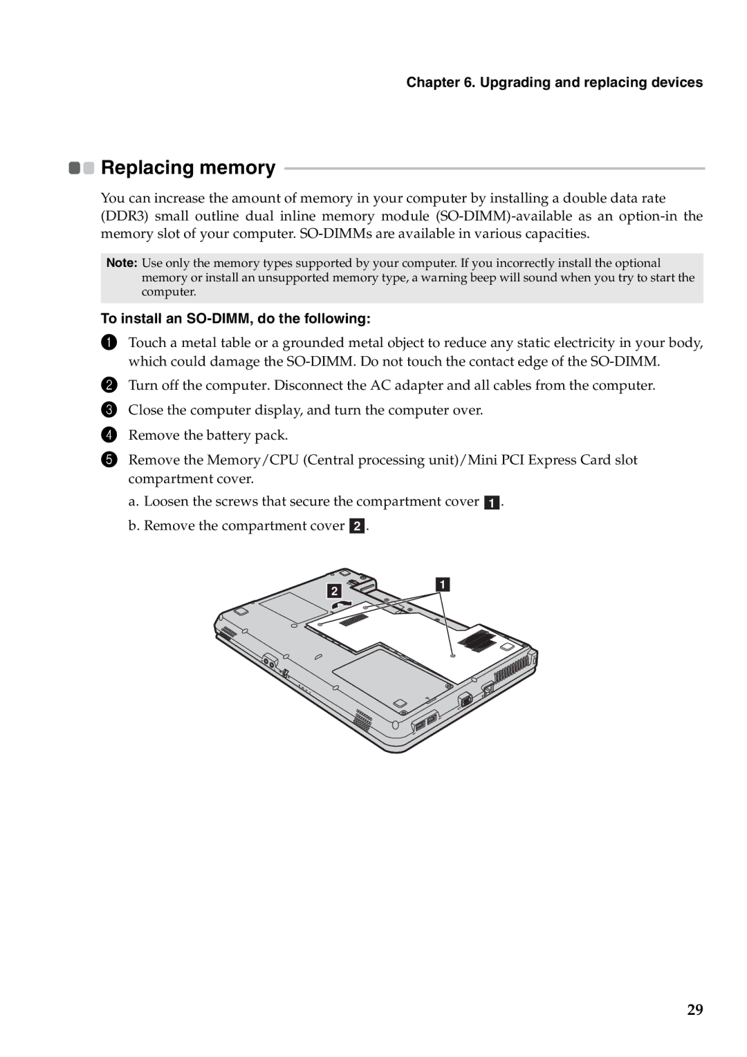 Lenovo B550, 57323748 manual To install an SO-DIMM, do the following 