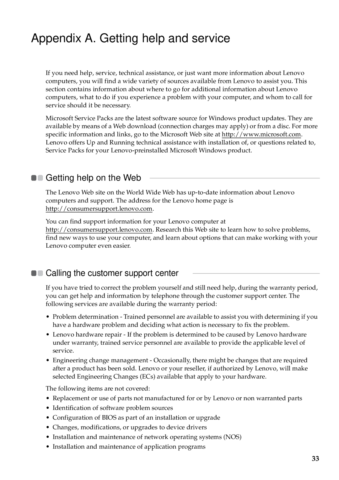 Lenovo B550, 57323748 manual Appendix A. Getting help and service, Calling the customer support center 