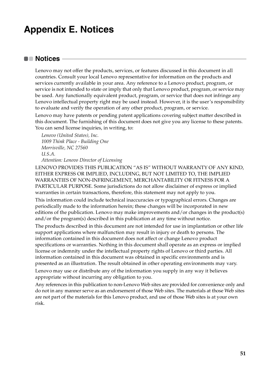 Lenovo B550, 57323748 manual Appendix E. Notices 