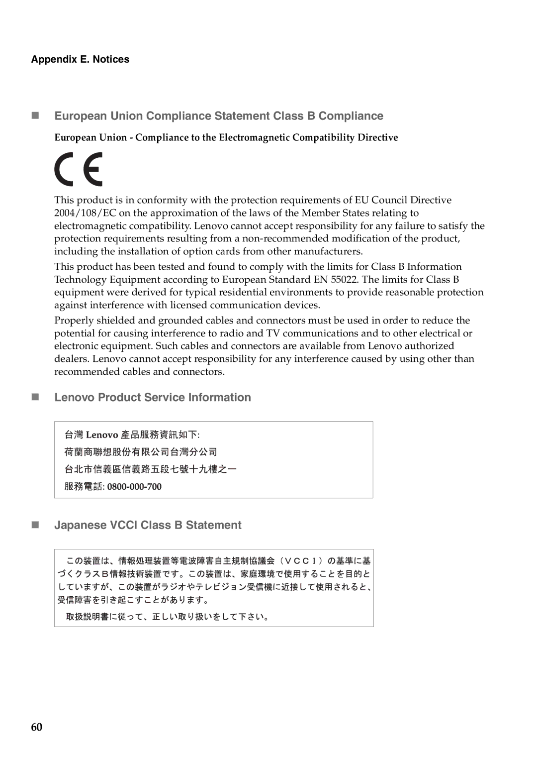 Lenovo 57323748, B550 manual „ European Union Compliance Statement Class B Compliance 