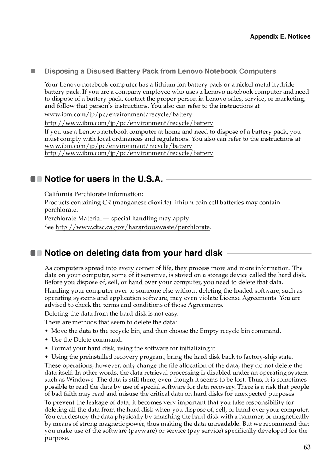 Lenovo B550, 57323748 manual Appendix E. Notices 