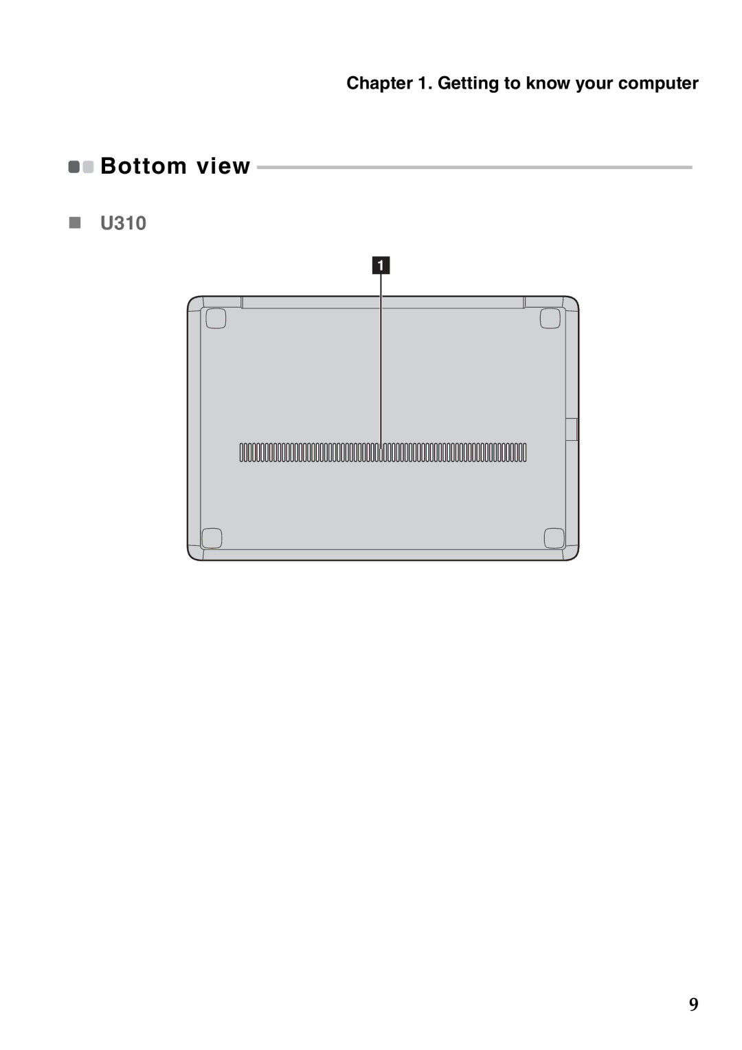 Lenovo U410, 59351627, 59343695, N580, 59RF0029, 4376XC2 manual „ U310, Bottom view 