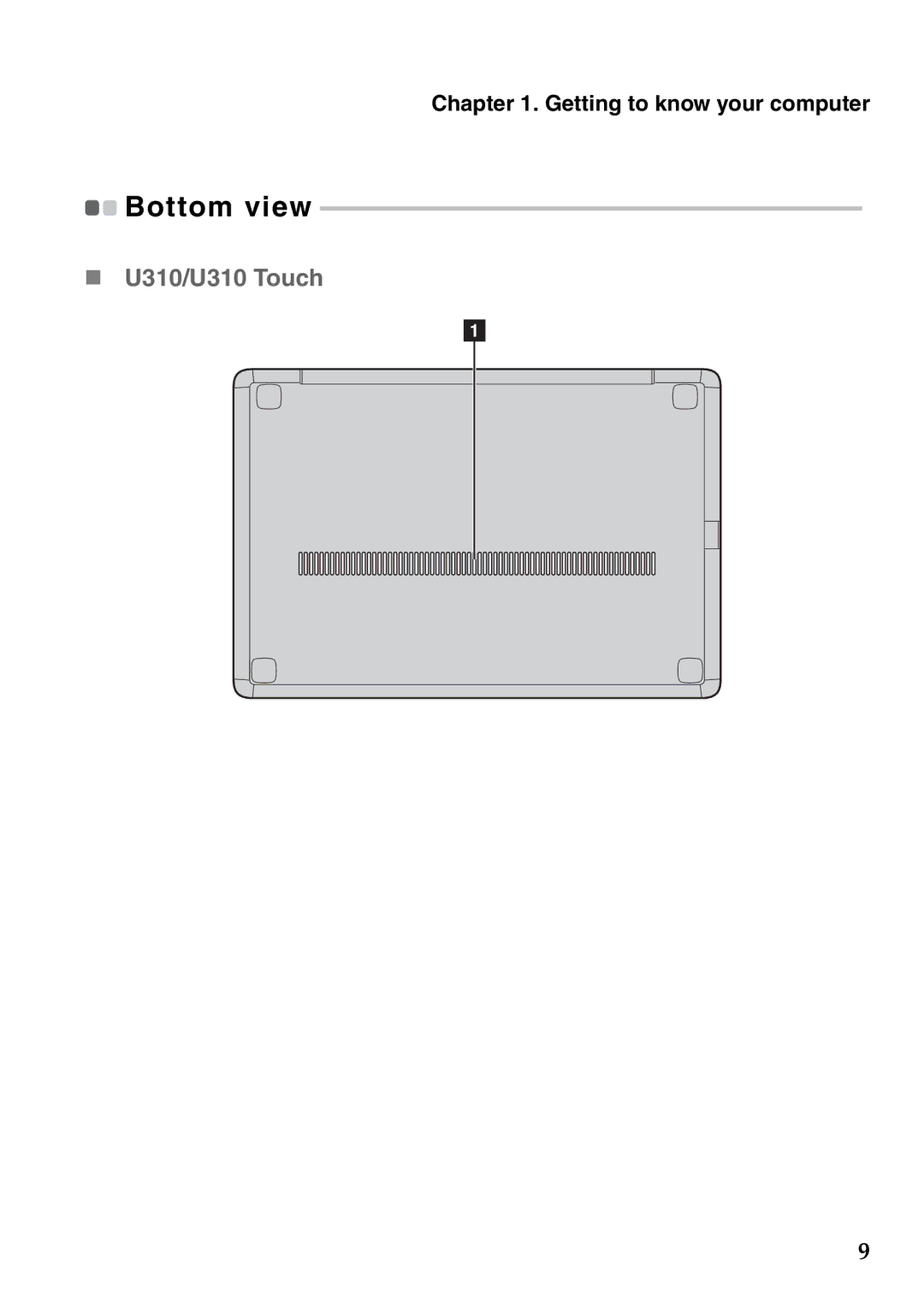 Lenovo 59359210, 4376XC5, 4376XC3, U410 Touch manual „ U310/U310 Touch, Bottom view 