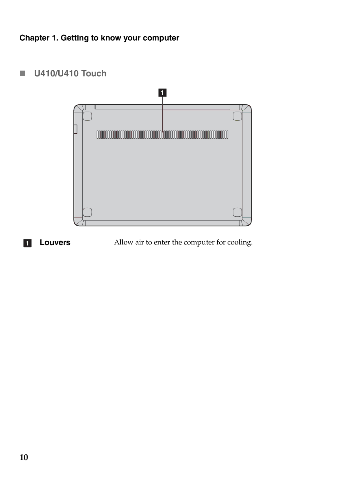 Lenovo 59359210, 4376XC5, 4376XC3, U310 Touch manual „ U410/U410 Touch, Louvers 