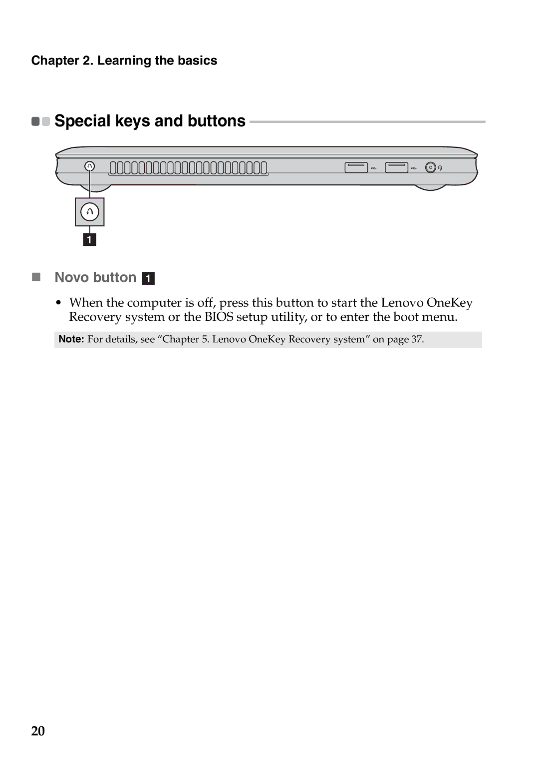 Lenovo U410 Touch, 59359210, 4376XC5, 4376XC3, U310 Touch manual „ Novo button a, Special keys and buttons 