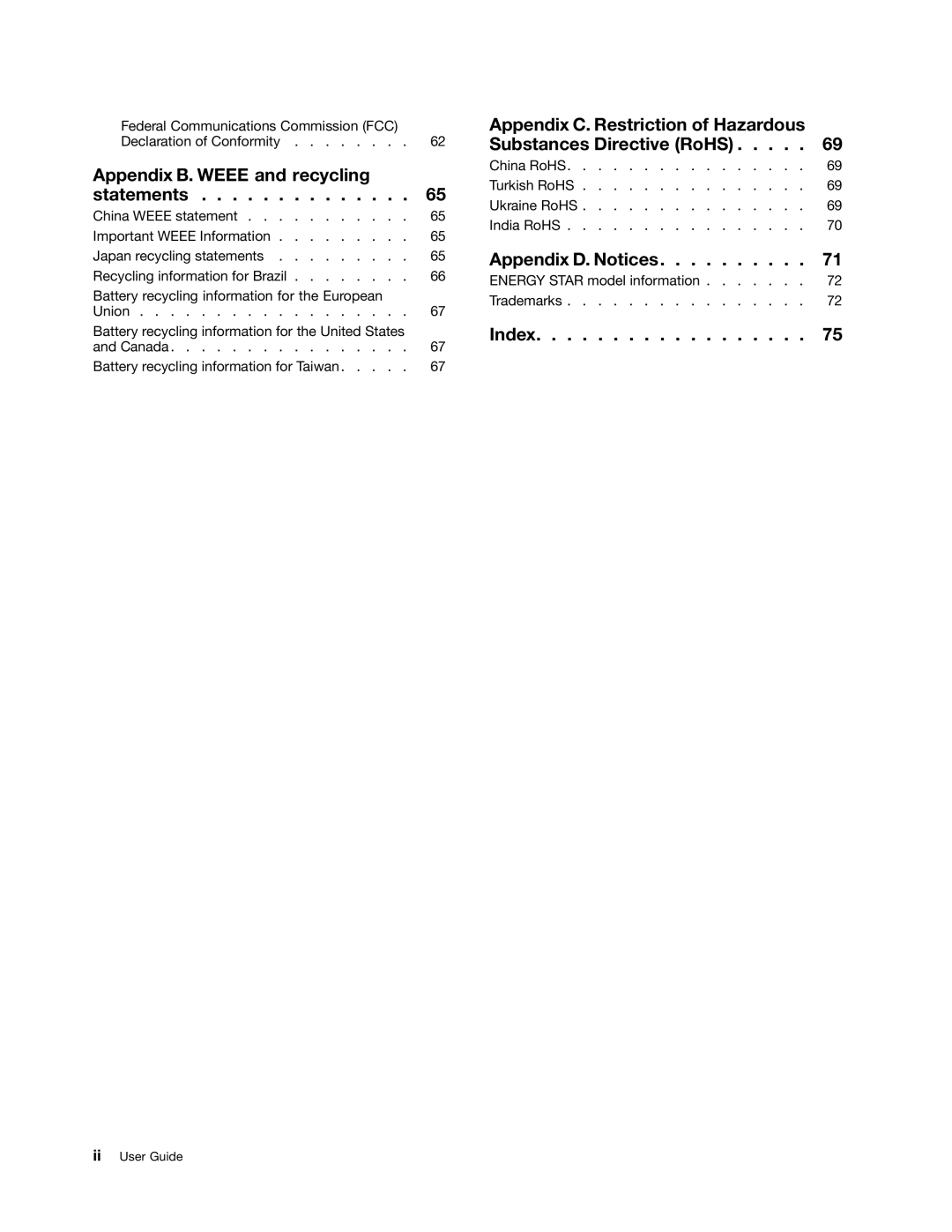 Lenovo 59360210, B475E manual Appendix D. Notices 