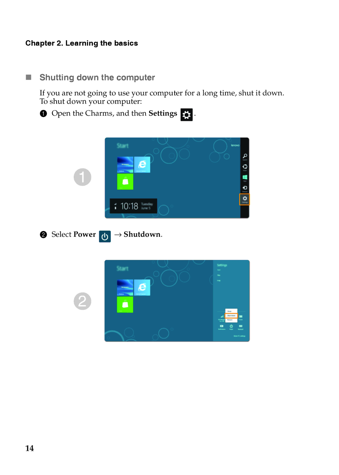 Lenovo P580, 59365302, P585, N586, N585, N580, N581, 7540XF1 manual „ Shutting down the computer 