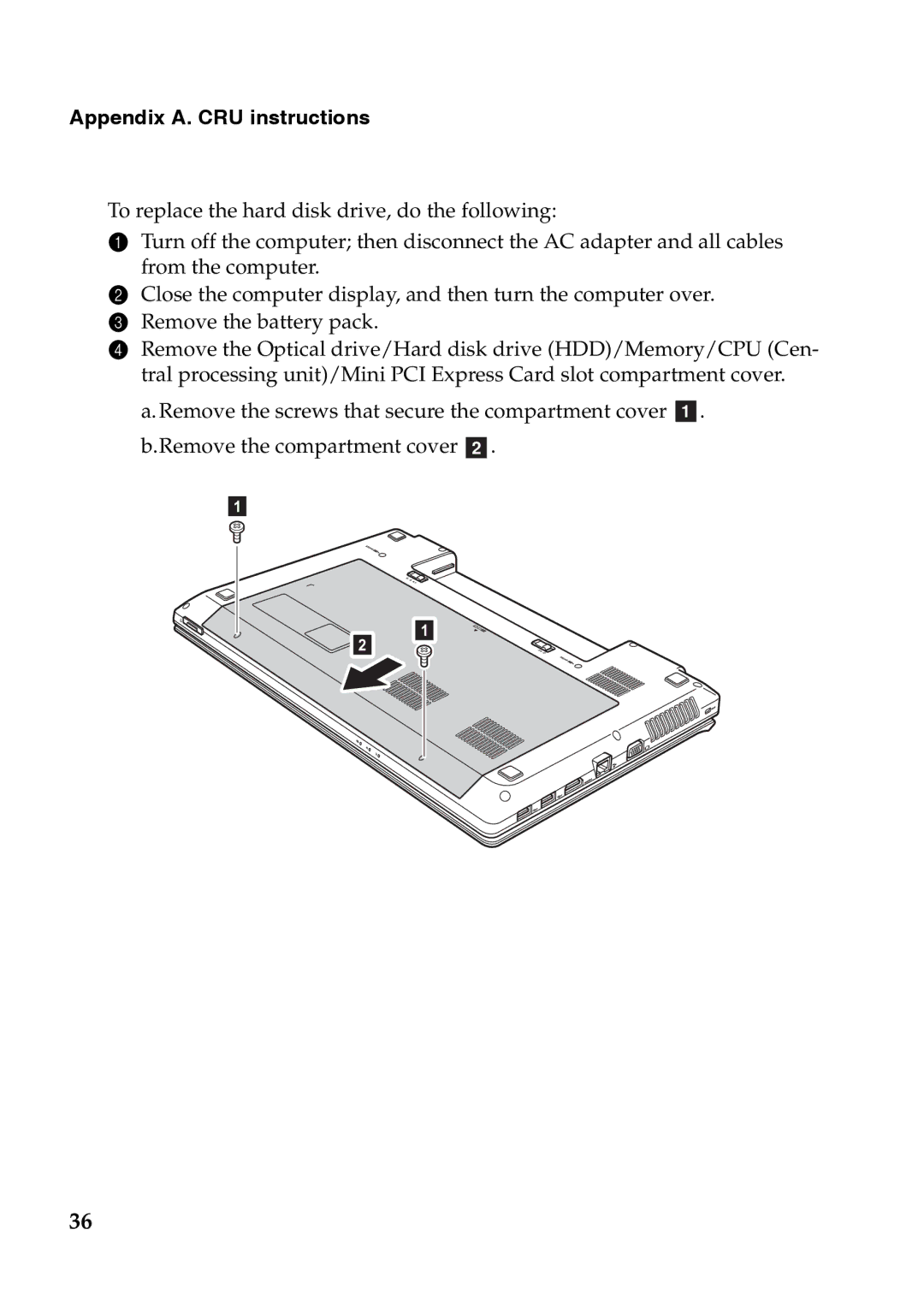 Lenovo 59365302, P585, P580, N586, N585, N580, N581, 7540XF1 manual Appendix A. CRU instructions 