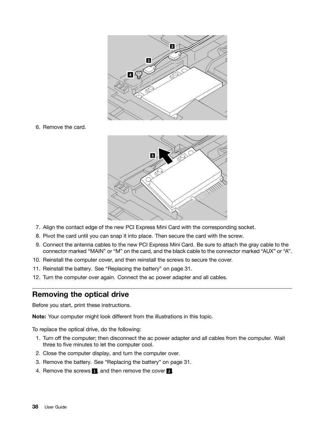 Lenovo B590, 59366616, B490 manual Removing the optical drive 