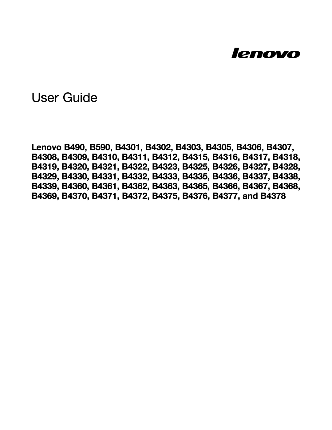 Lenovo 59366616 manual Lenovo B490 and B590, User Guide 
