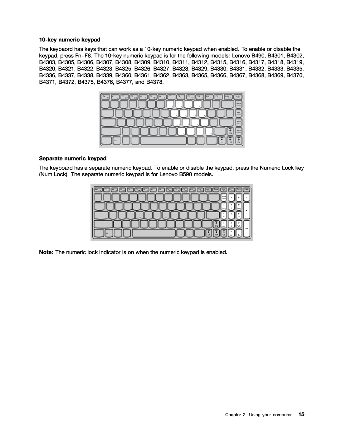 Lenovo 59366616 manual key numeric keypad, Separate numeric keypad 
