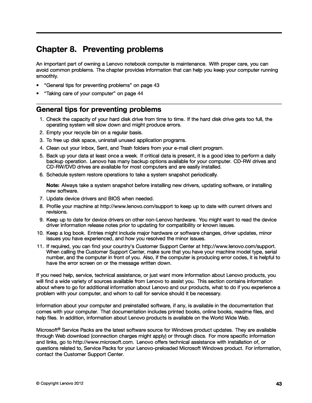 Lenovo 59366616 manual Preventing problems, General tips for preventing problems 