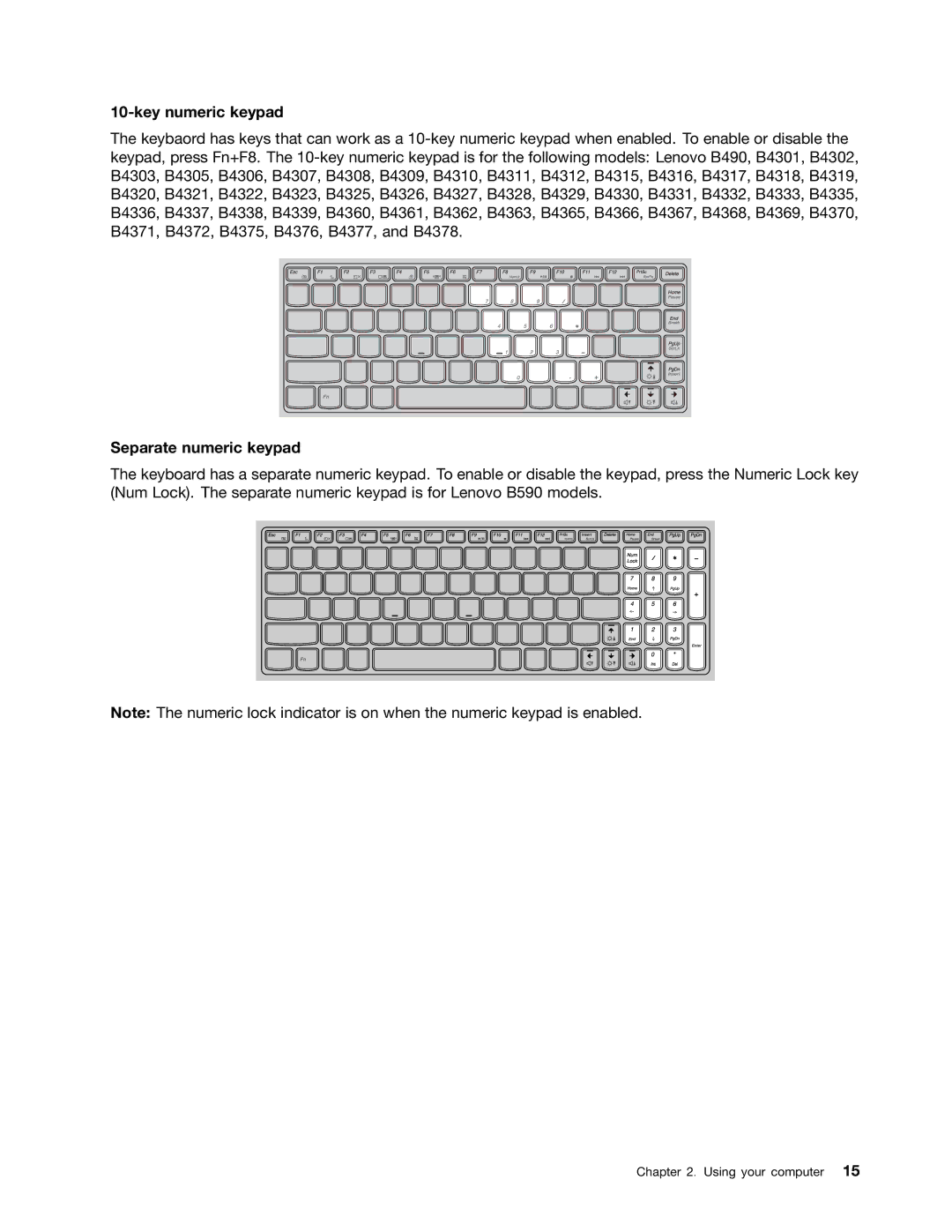 Lenovo 59366616 manual Key numeric keypad, Separate numeric keypad 