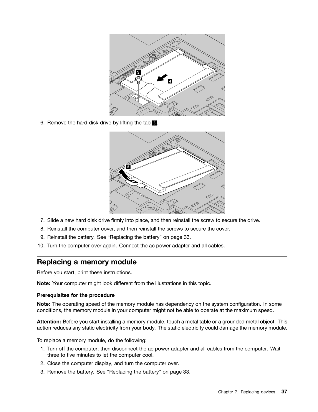 Lenovo 59366616 manual Replacing a memory module 