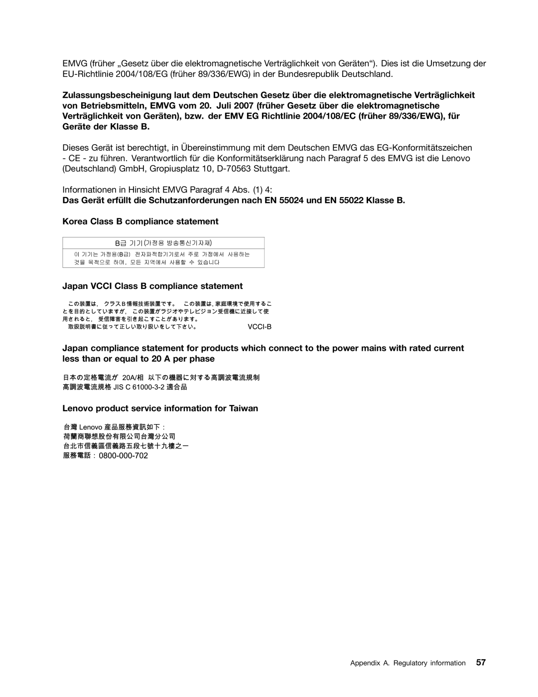 Lenovo 59366616 manual Appendix A. Regulatory information 