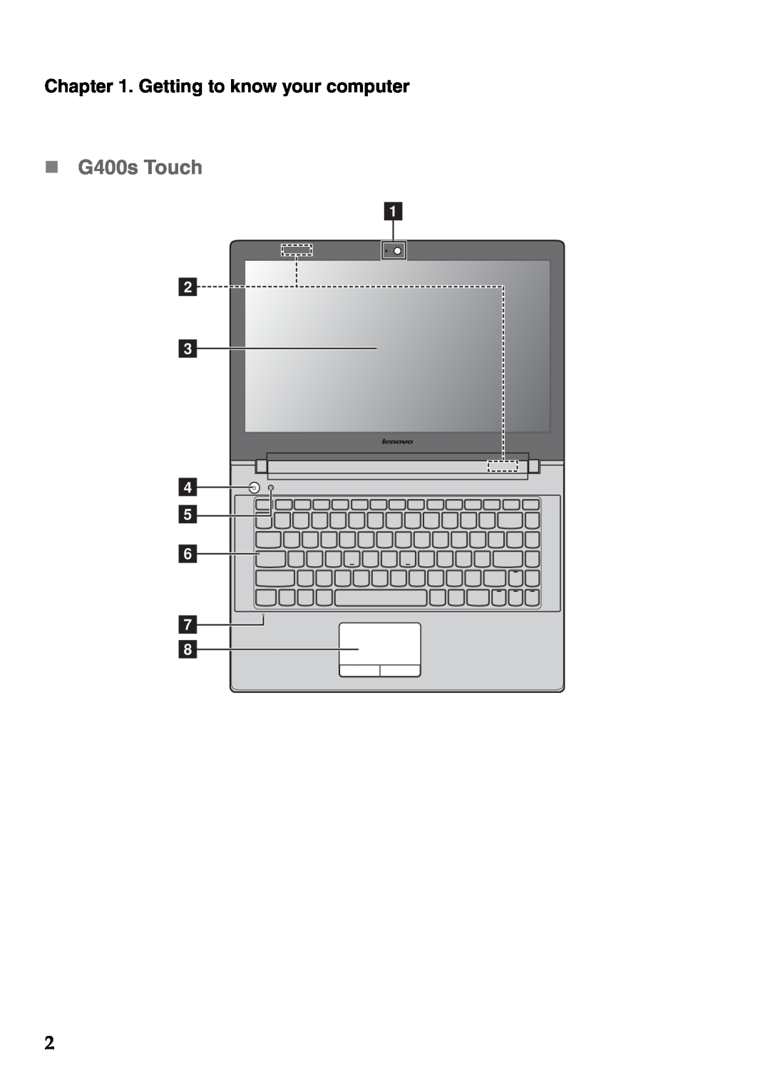Lenovo 59373006, 59373026 manual „ G400s Touch, Getting to know your computer 