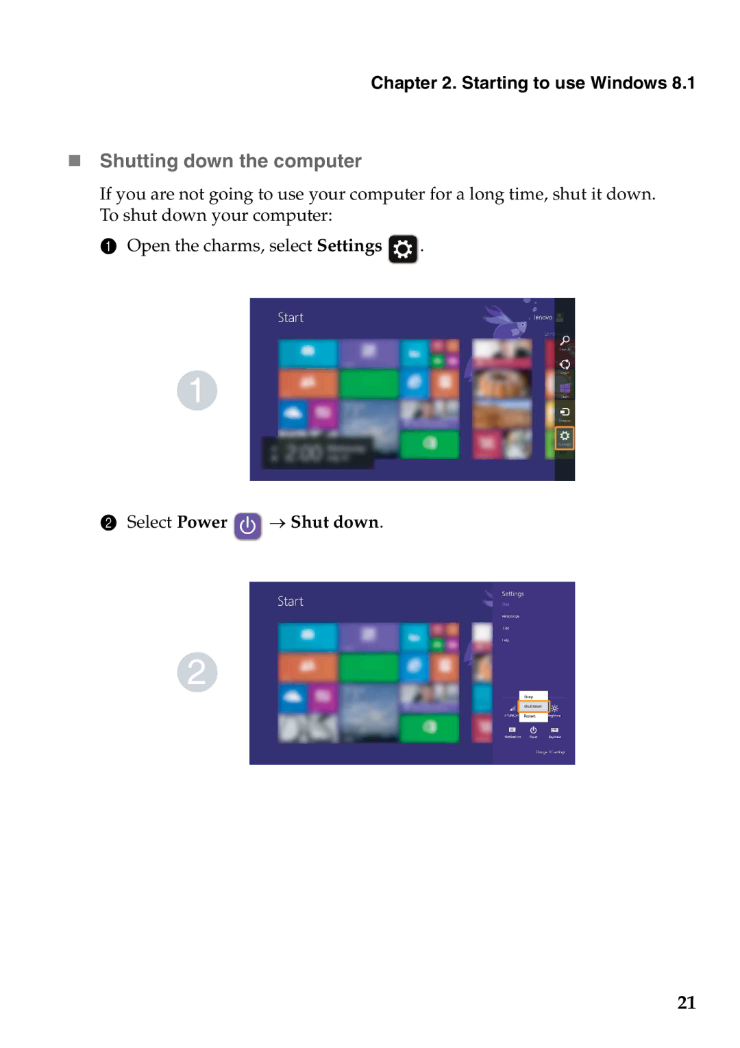 Lenovo 59373026, 59373006 manual „ Shutting down the computer 