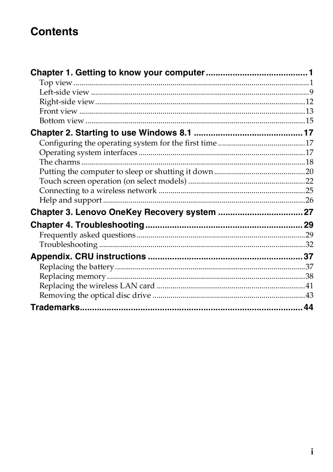 Lenovo 59373026, 59373006 manual Contents 