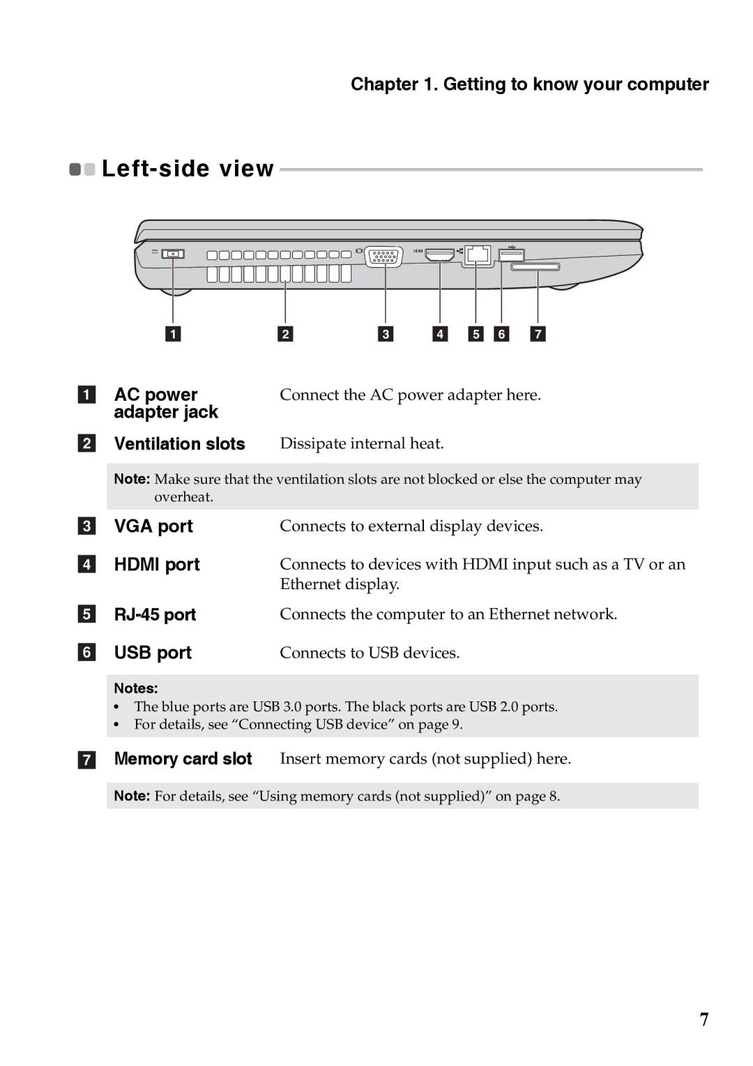 Lenovo 59375192 manual Left-side view 