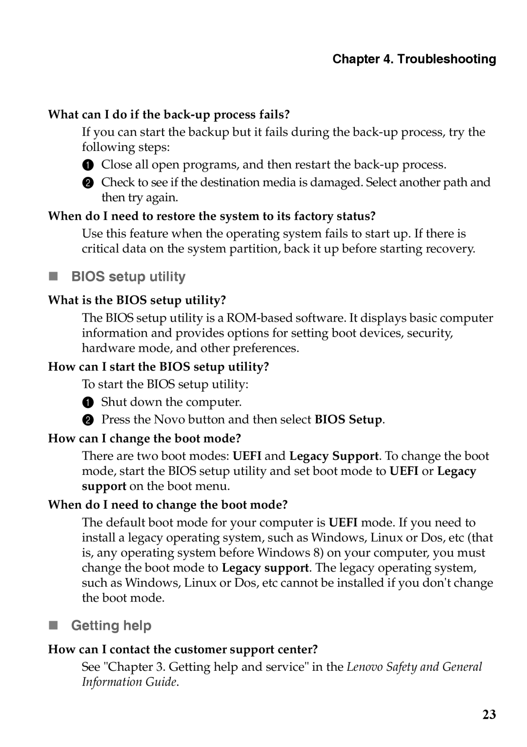 Lenovo 59375192 manual  Bios setup utility,  Getting help, Troubleshooting 