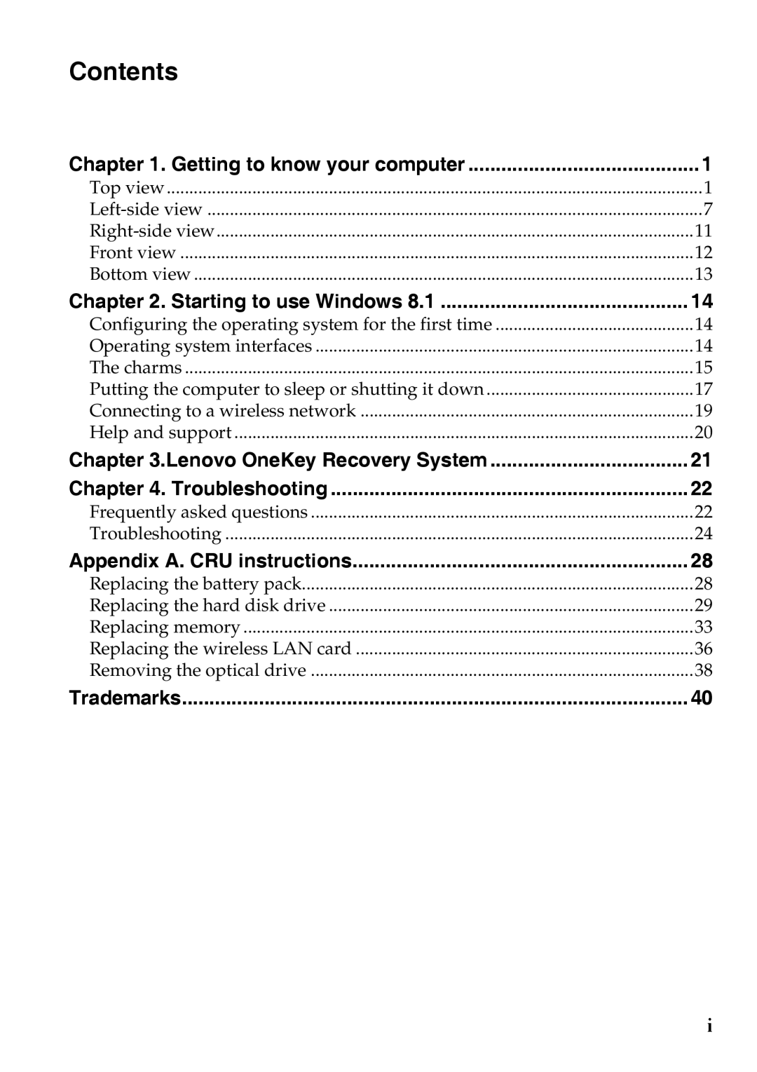 Lenovo 59375192 manual Contents 