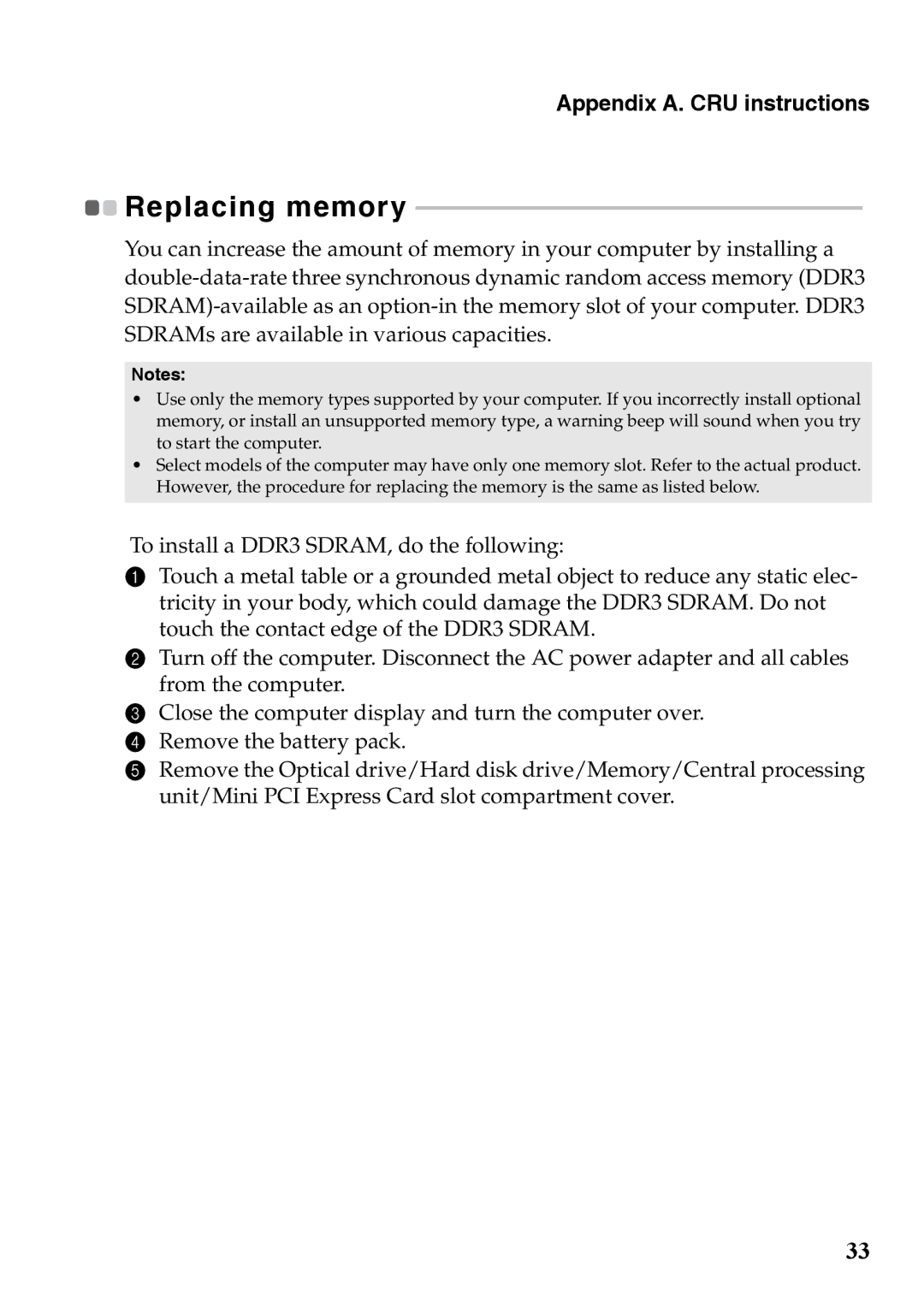 Lenovo 59375192 manual Replacing memory 