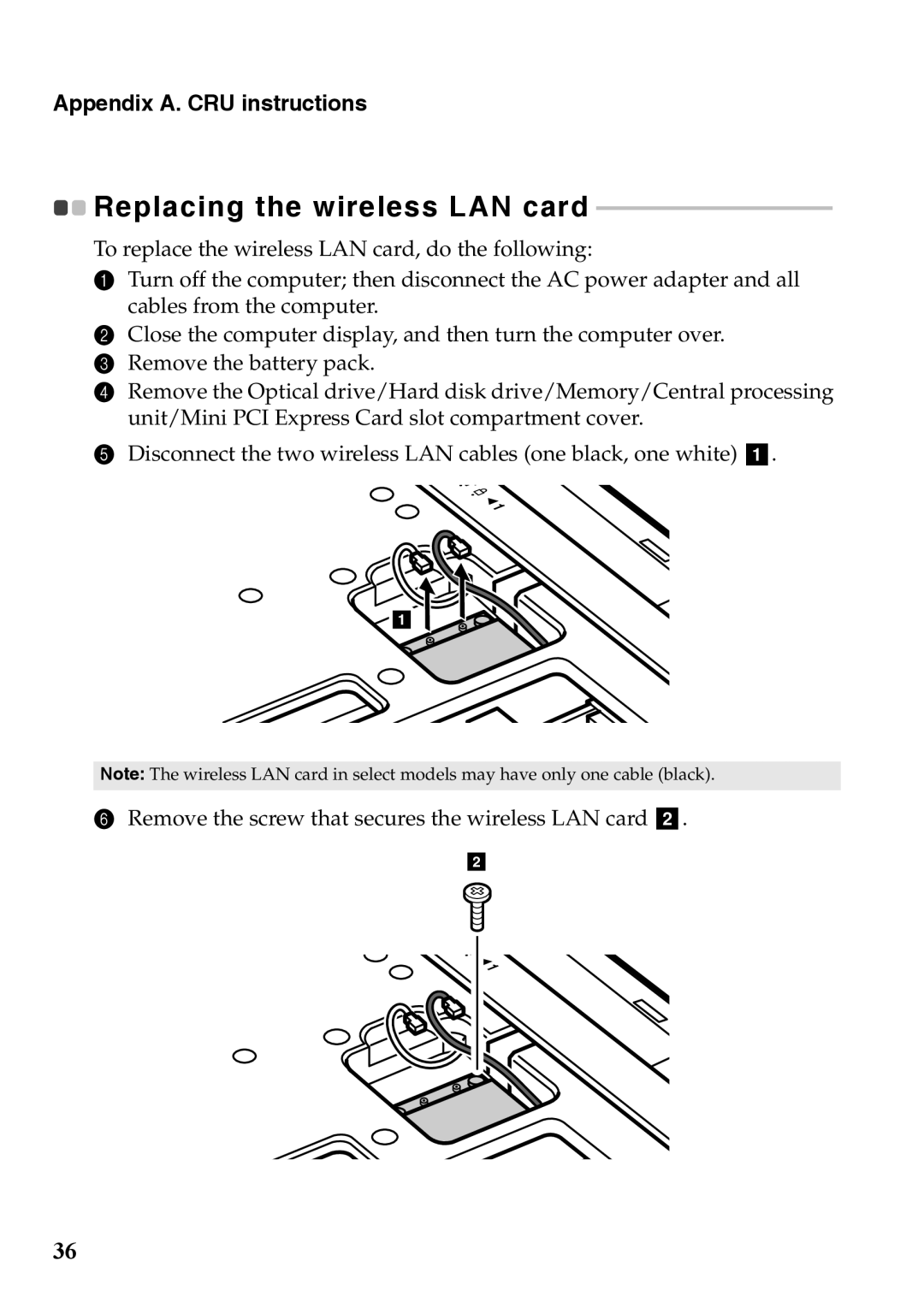 Lenovo 59375192 manual Replacing the wireless LAN card 