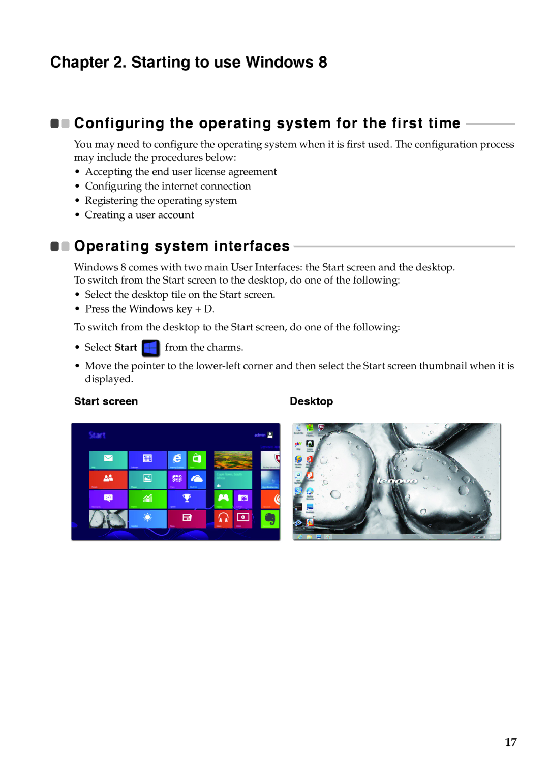 Lenovo 59375627, 59376431, 59375625 manual Starting to use Windows, Start screen 