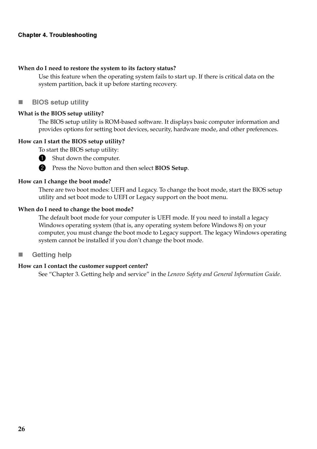 Lenovo 59375627, 59376431, 59375625 manual  Bios setup utility,  Getting help, Troubleshooting 