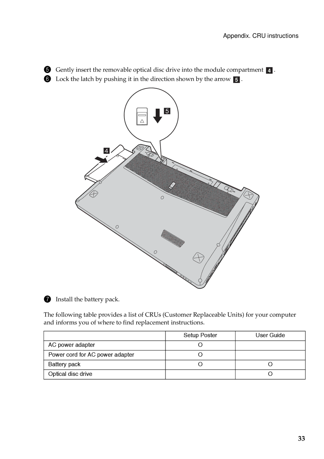 Lenovo 59376431, 59375627, 59375625 manual Appendix. CRU instructions 