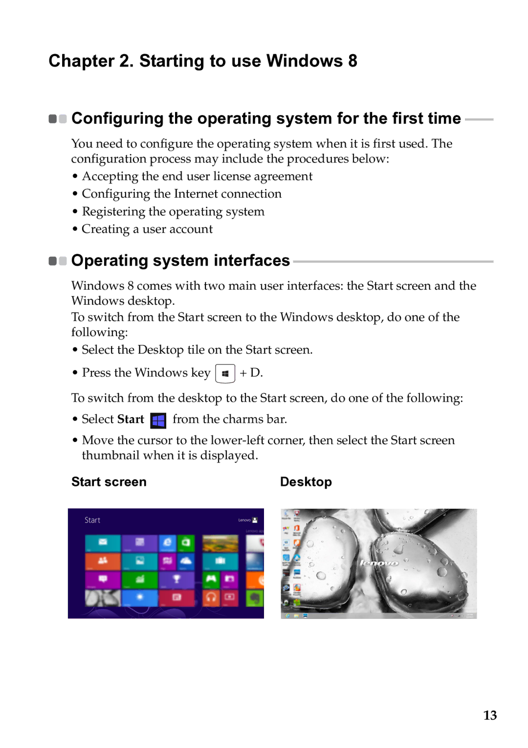 Lenovo 59385901 manual Starting to use Windows, Desktop 