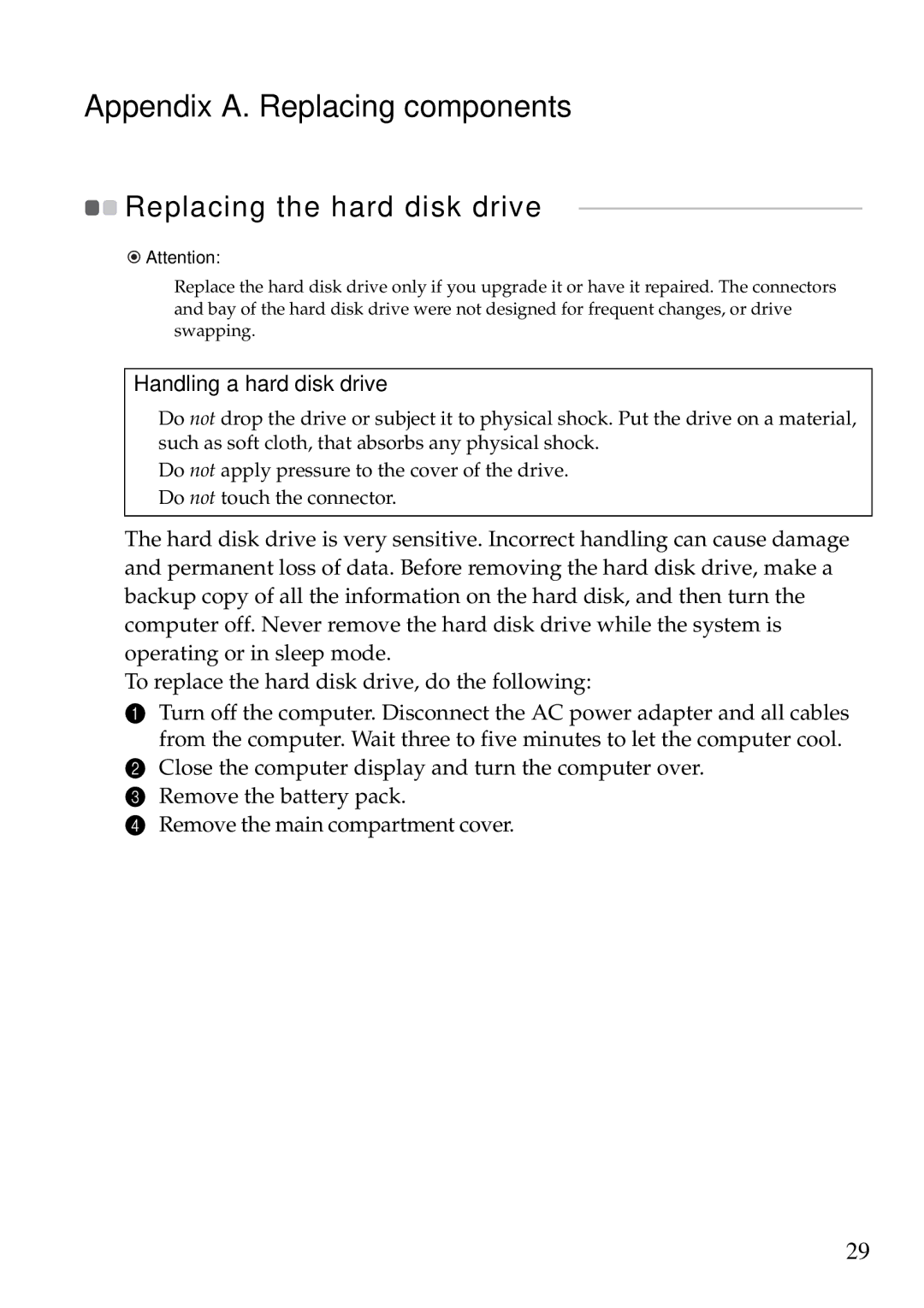 Lenovo 59385901 manual Appendix A. Replacing components 