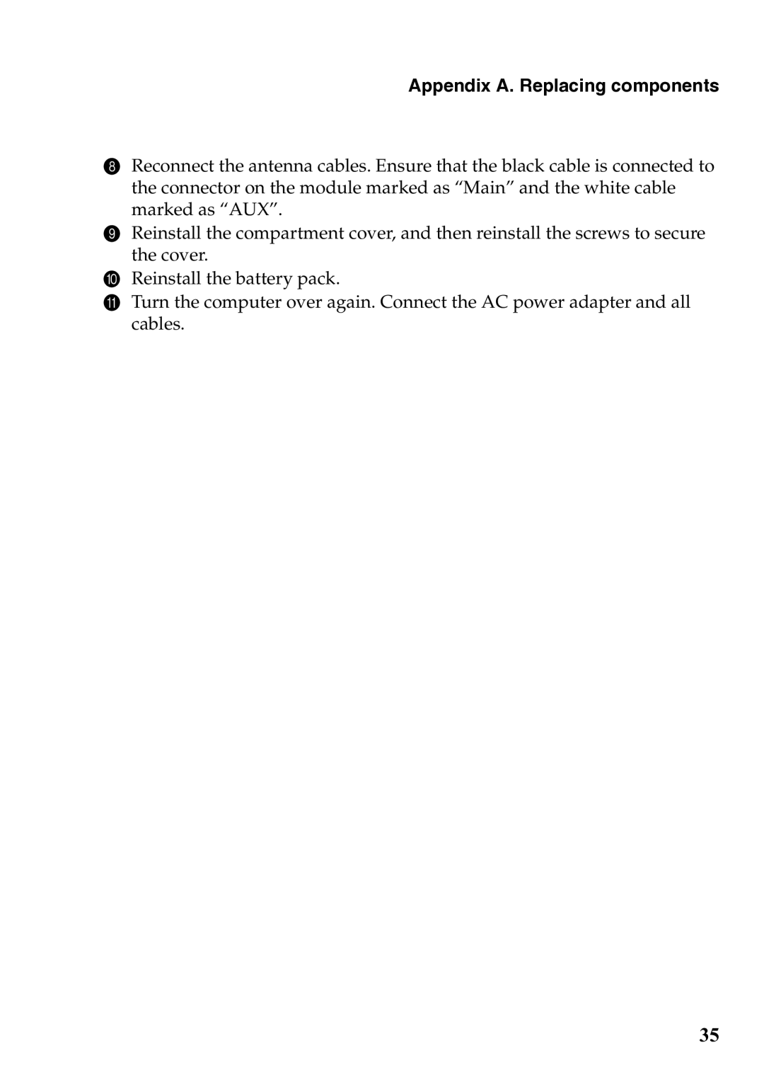 Lenovo 59385901 manual Appendix A. Replacing components 