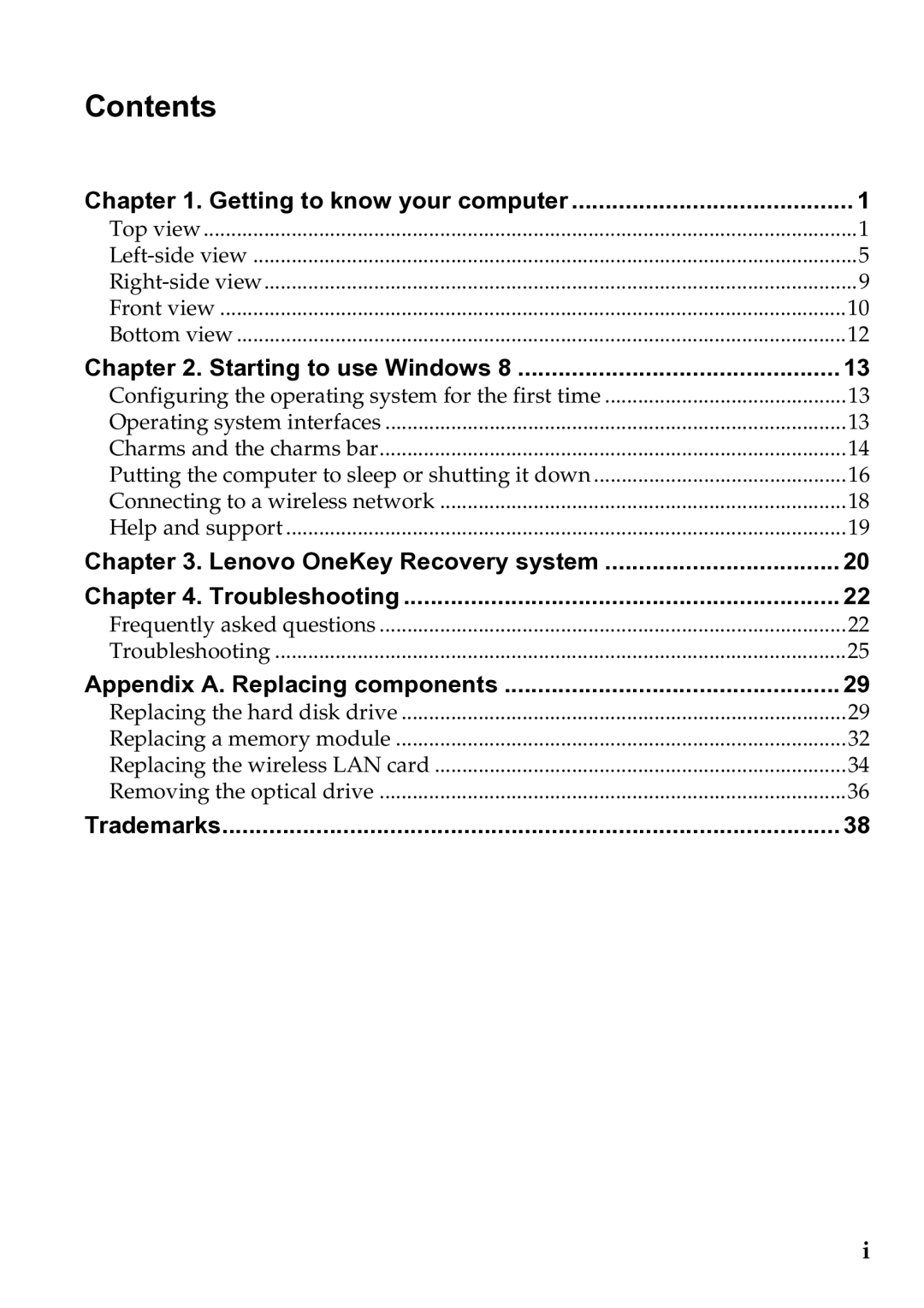 Lenovo 59385901 manual Contents 