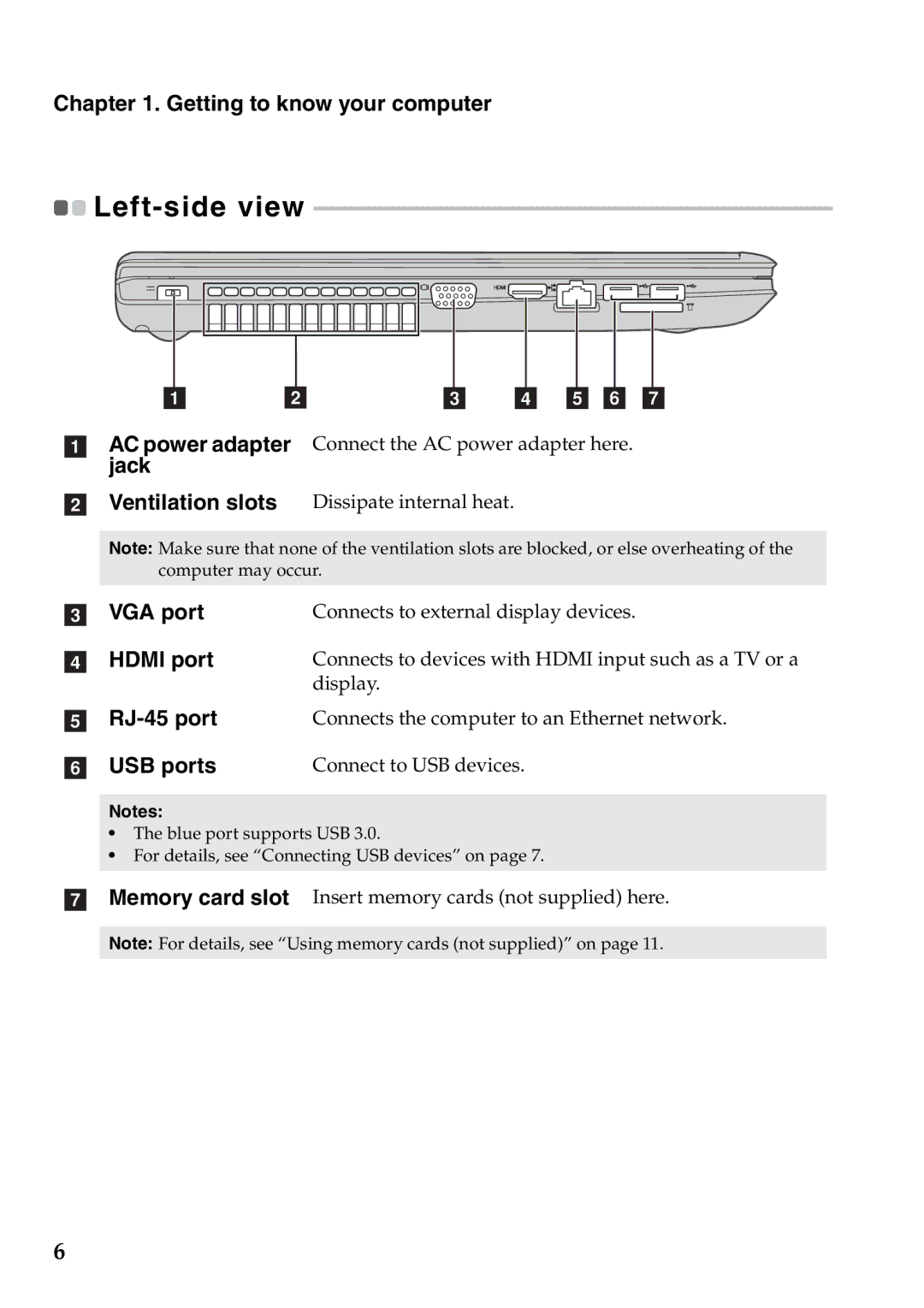 Lenovo 59387520 manual Left-side view 