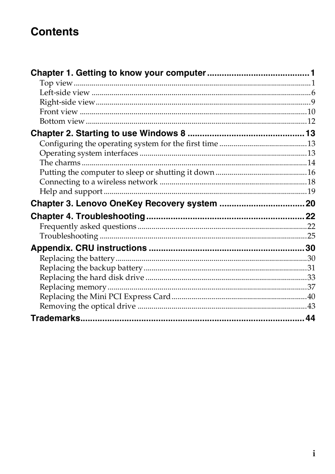 Lenovo 59387520 manual Contents 