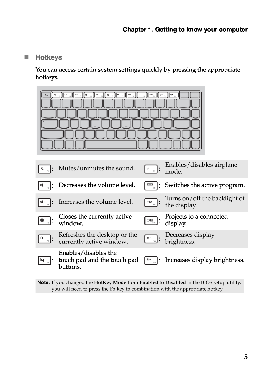 Lenovo 59395752, 59387570 manual „ Hotkeys, Getting to know your computer 