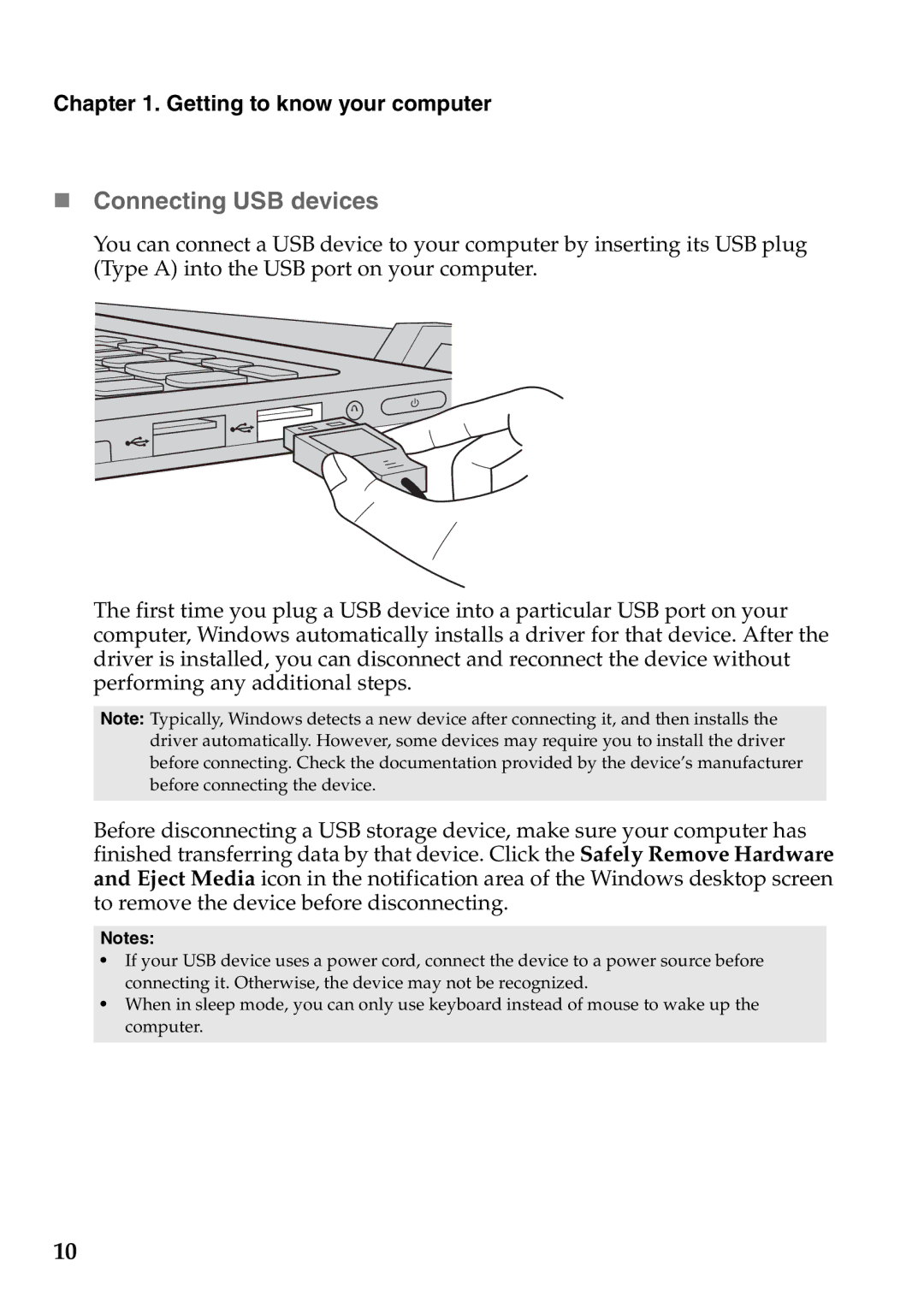 Lenovo 59387570, 59395752 manual „ Connecting USB devices 