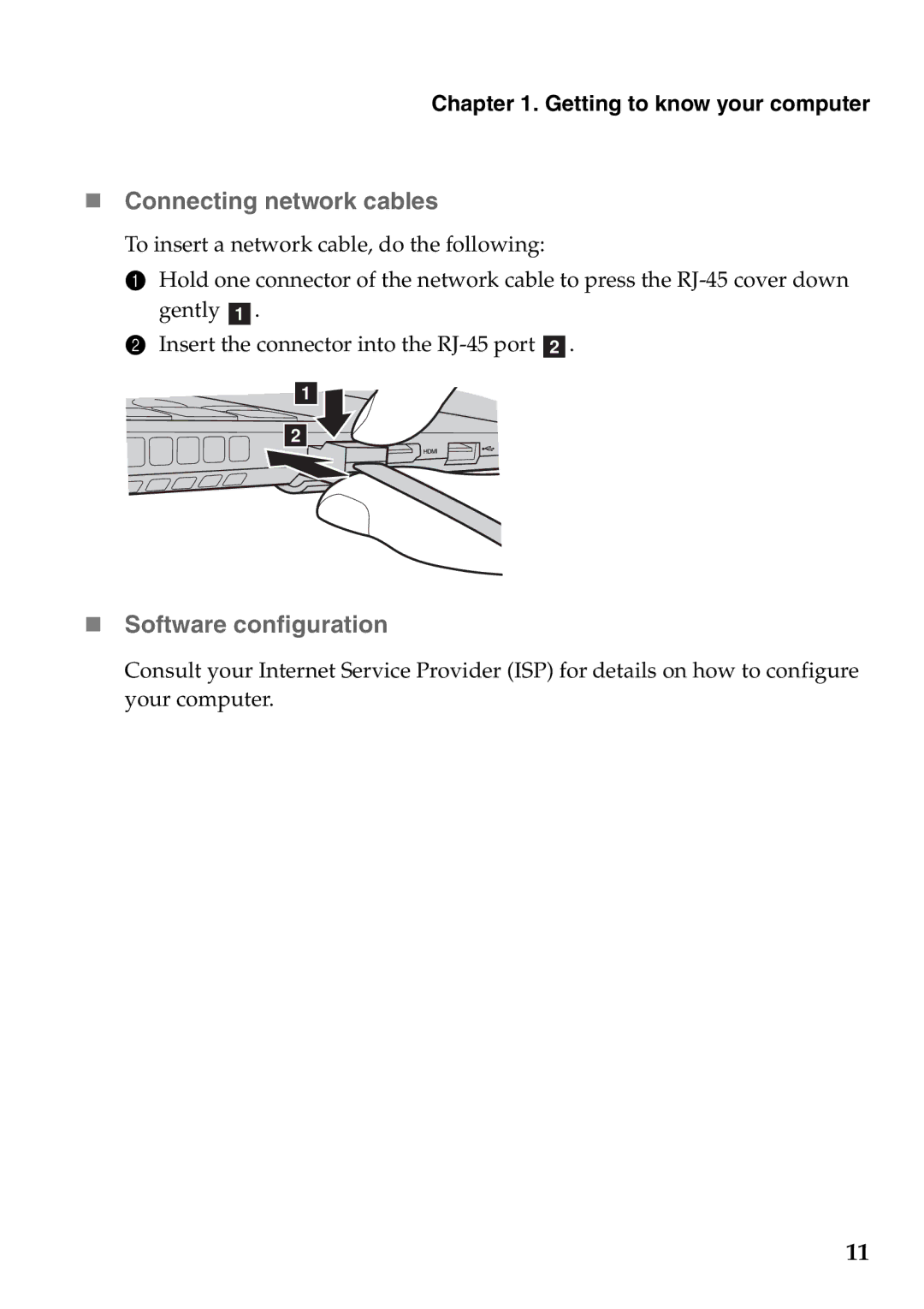 Lenovo 59395752, 59387570 manual „ Connecting network cables, „ Software configuration 