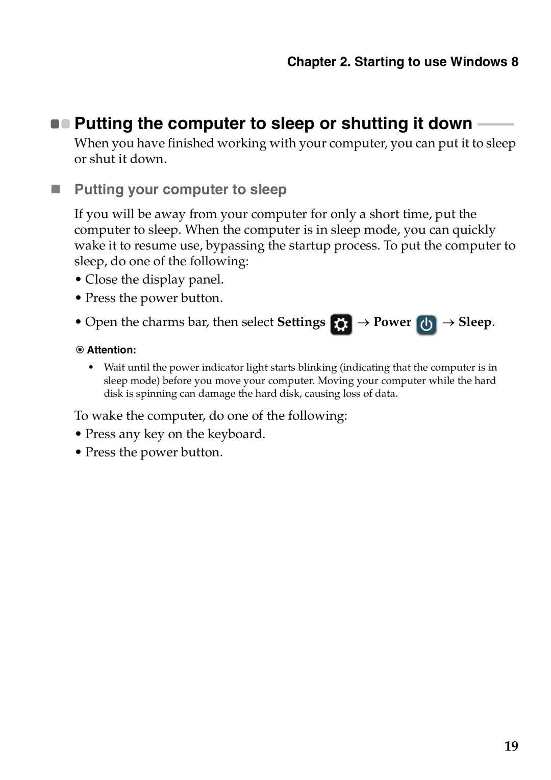 Lenovo 59395752, 59387570 manual Putting the computer to sleep or shutting it down, „ Putting your computer to sleep 