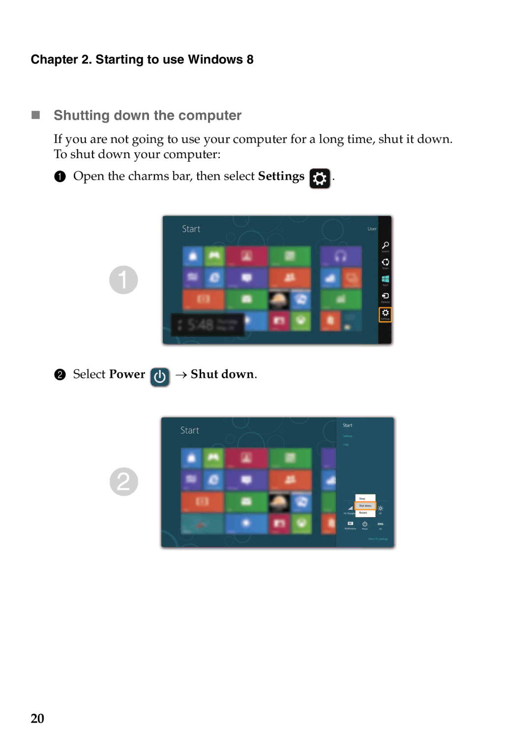 Lenovo 59387570, 59395752 manual „ Shutting down the computer 