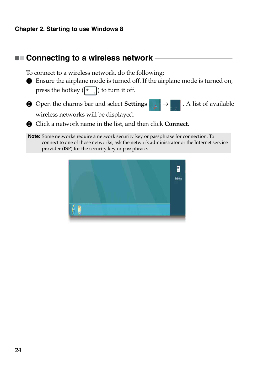 Lenovo 59387570, 59395752 manual Connecting to a wireless network 