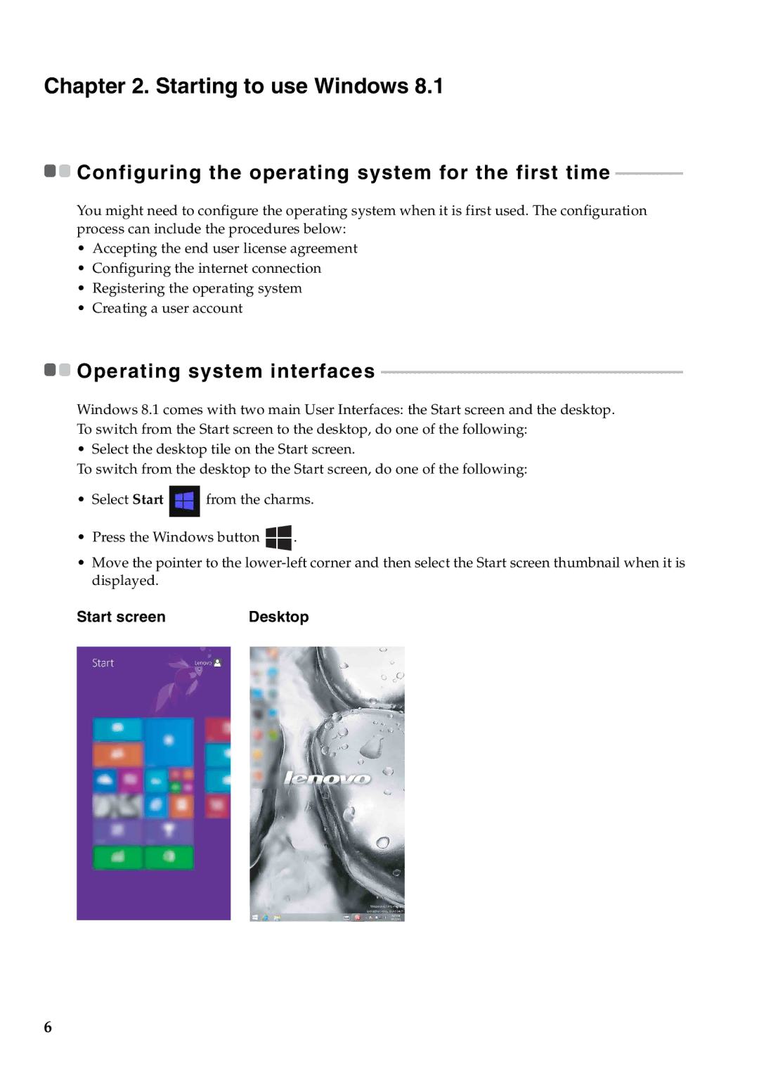 Lenovo 59393605 manual Starting to use Windows, Start screen 