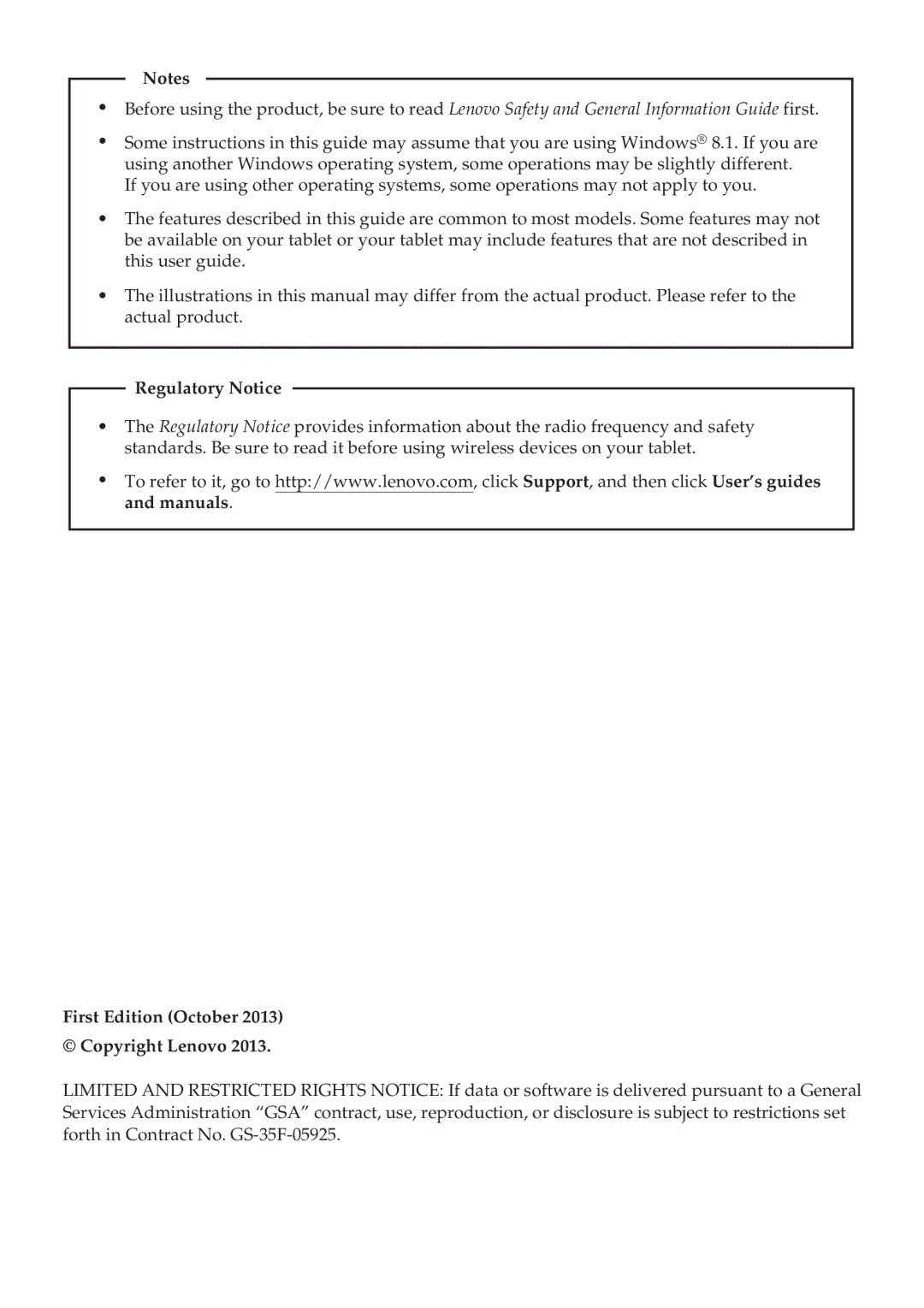 Lenovo 59393605 manual Regulatory Notice 