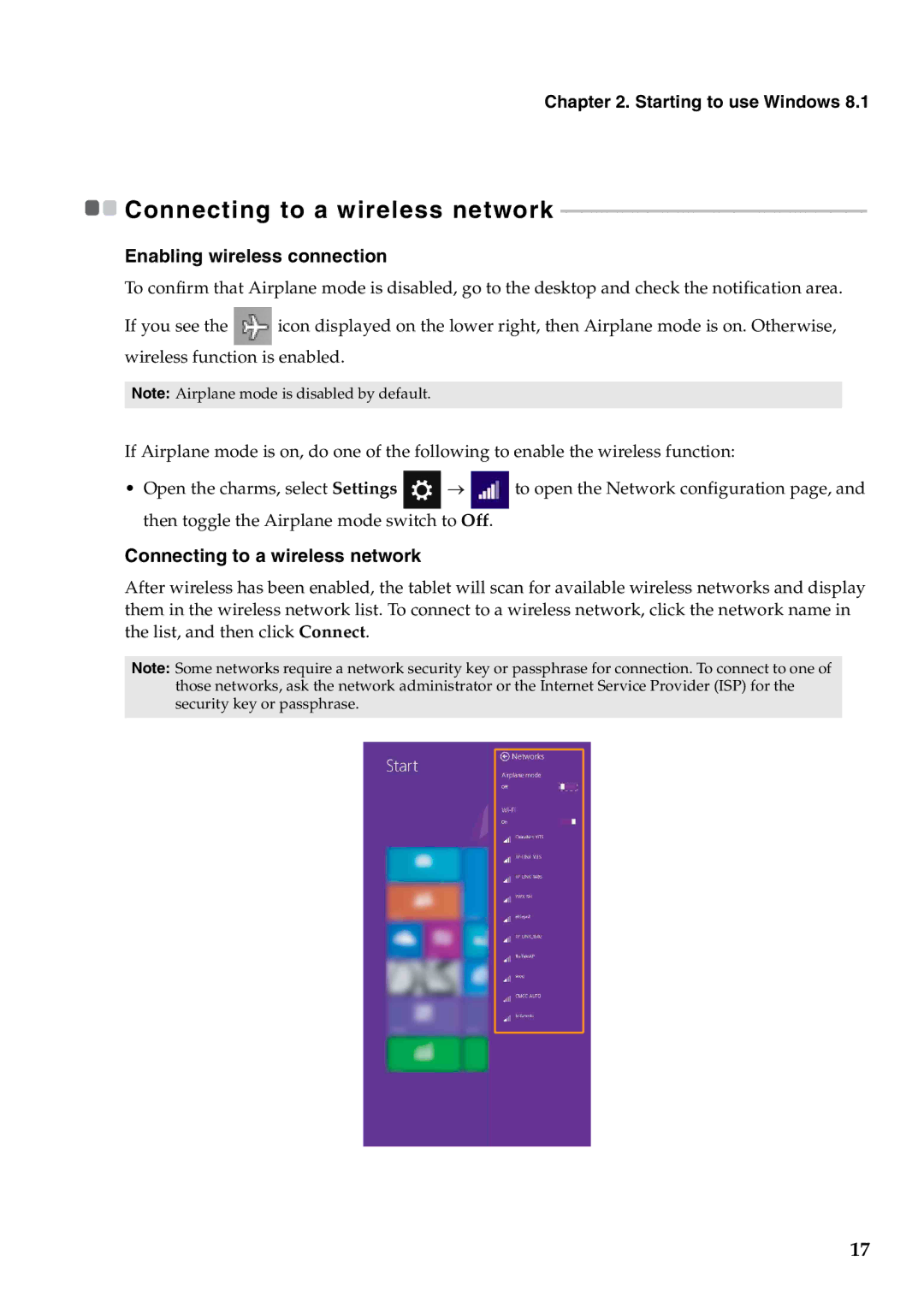 Lenovo 59393605 manual Enabling wireless connection, Connecting to a wireless network 