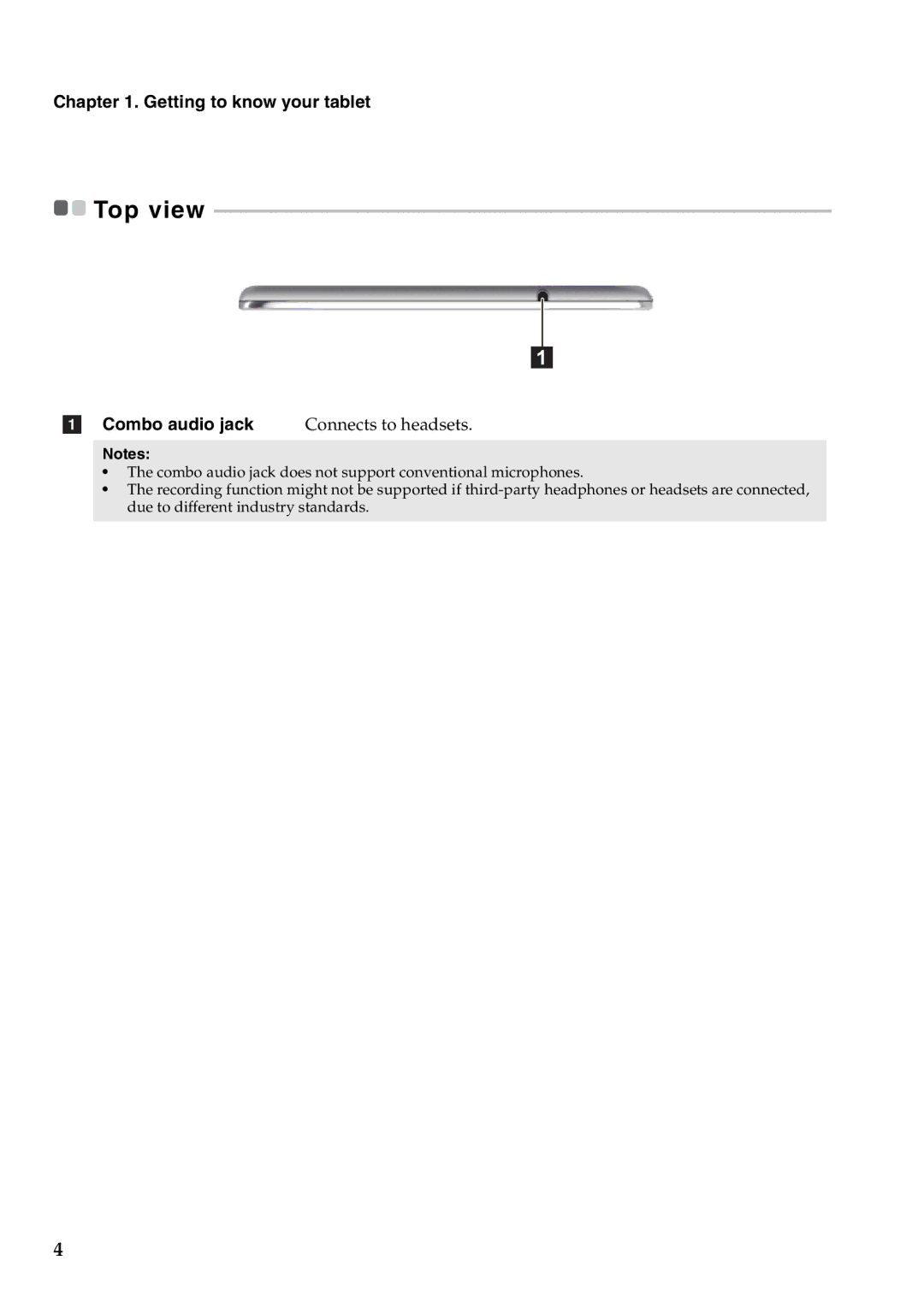 Lenovo 59393605 manual Combo audio jack 