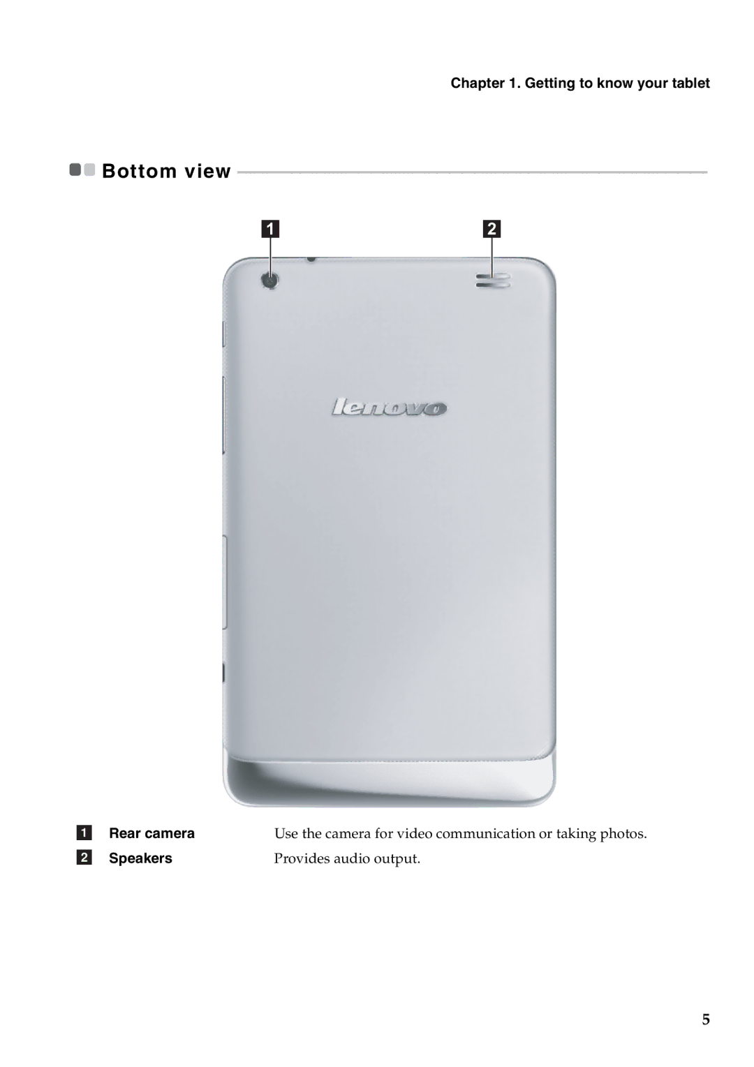 Lenovo 59393605 manual Rear camera 