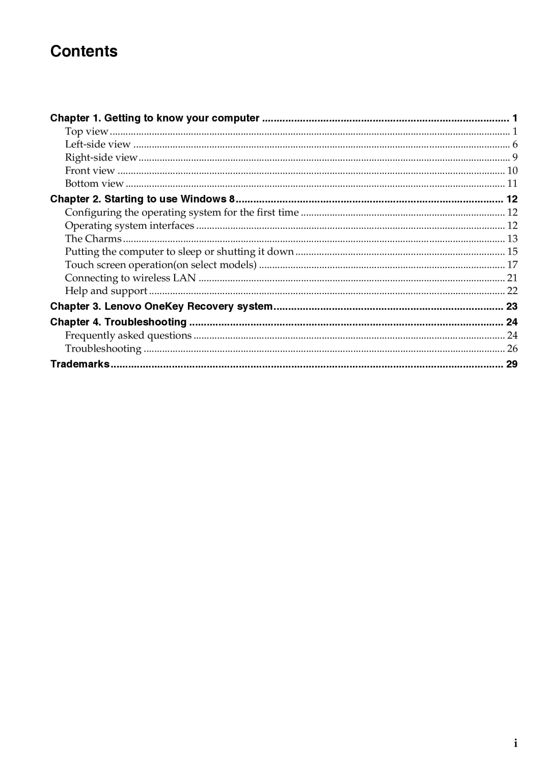 Lenovo 59RF0176 manual Contents 